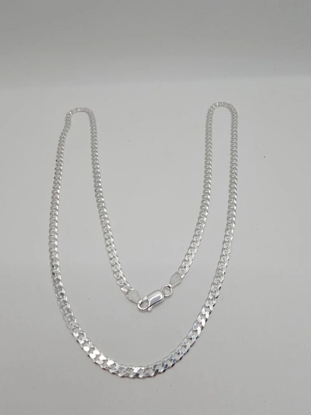 Sterling Silver 925 High Polished Super Flat Curb Link Chain 3.8mm 24 inches